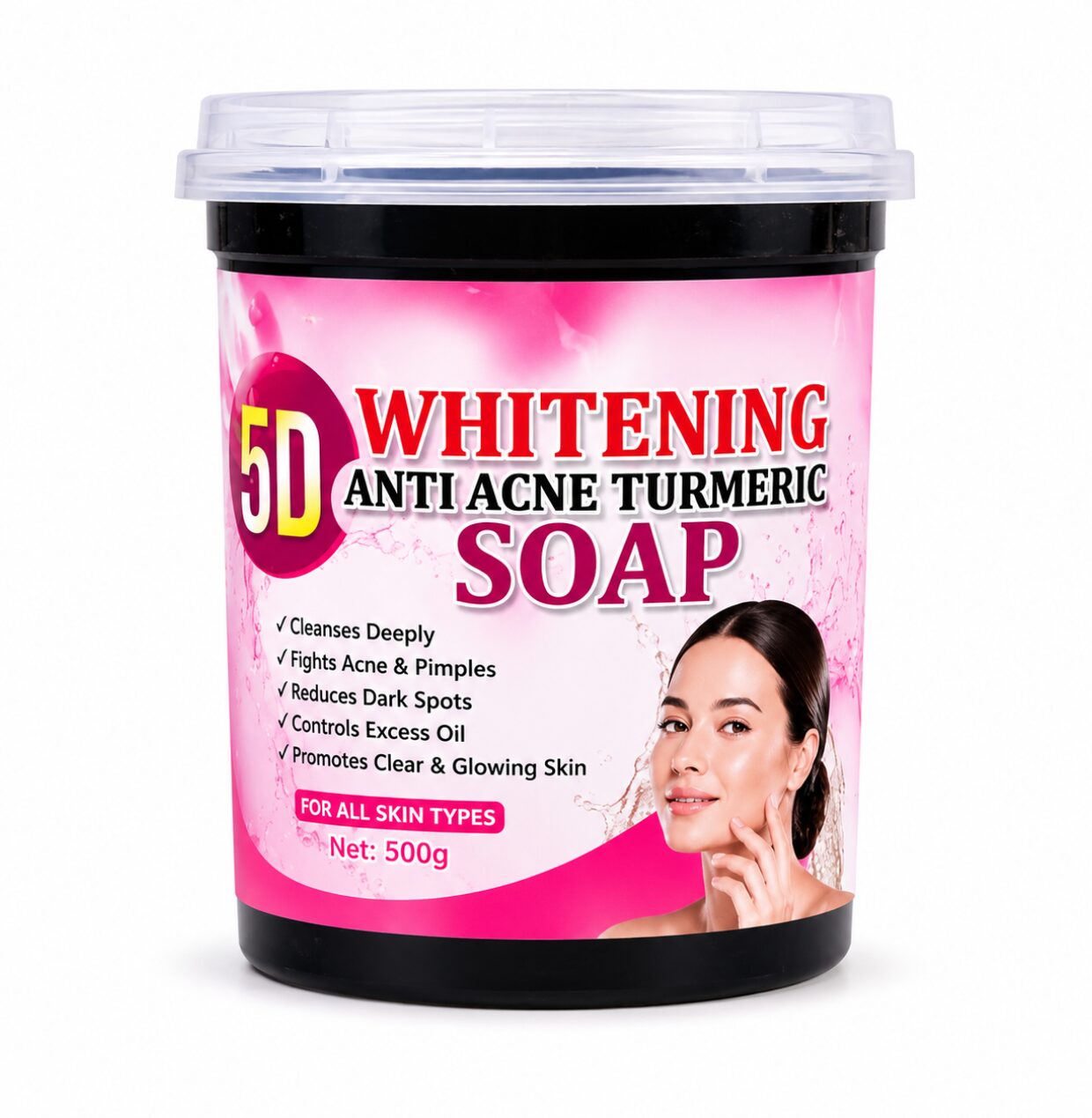 5D whitening anti acne turmeric soap 5D Whitening Anti-Acne Turmeric Soap – Deep Cleansing & Brightening Face & Body Soap X 12 - Image 1