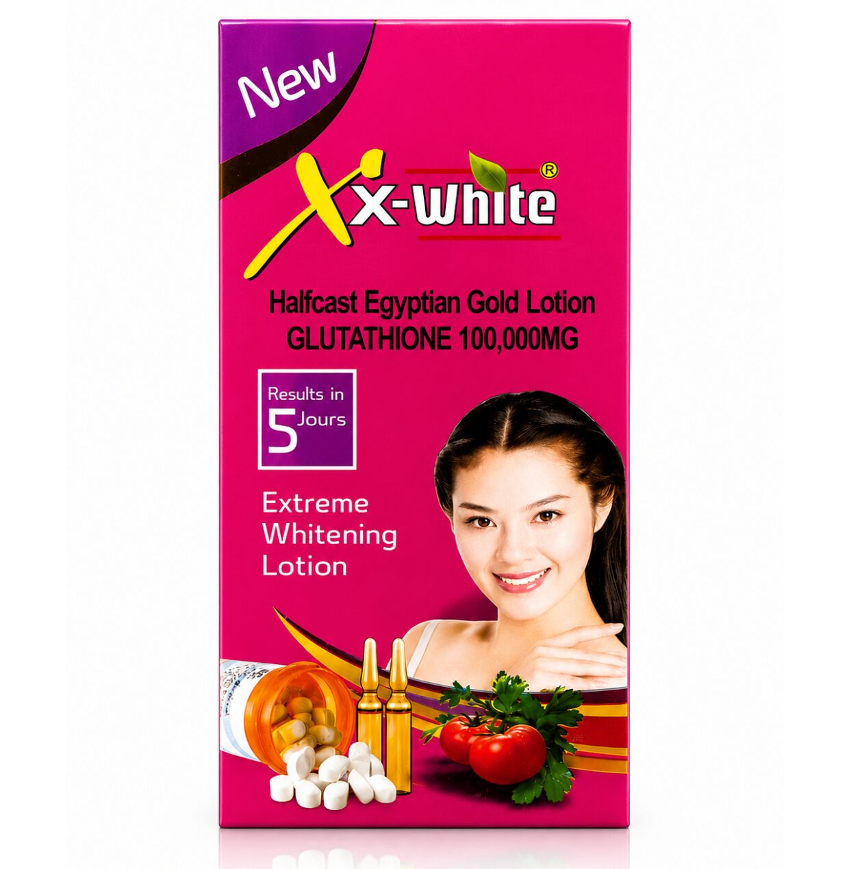 Xx- white halfcast egyptian gold lotion (2) X-White Halfcast Egyptian Gold Lotion with Glutathione 100,000MG – Extreme Whitening Body Lotion - Image 1