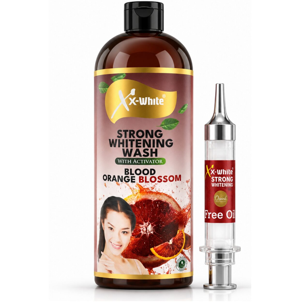 Xx-white strong whitening wash blood orange 21 Xx White Strong Whitening Wash with Activator – Blood Orange Blossom Brightening Body Wash (1000ml) - Image 1