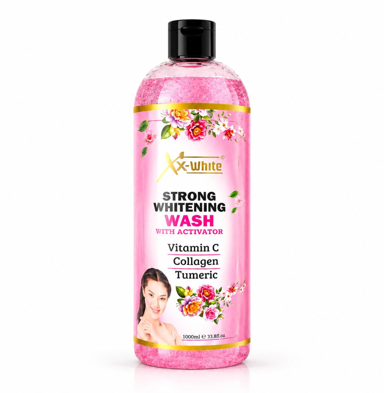 Xx-white strong whitening wash shower gel Xx White Strong Whitening Wash with Activator – Vitamin C, Collagen & Turmeric Body Wash (1000ml) - Image 1